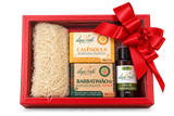 Kit Natal Amêndoa Doce – Sabonetes de Calêndula e Barbatimão com Aroeira, Óleo Vegetal e Bucha Vegetal