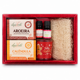 Kit Clássico Presente Natal – Sabonetes Naturais, Essências, Vela e Bucha Vegetal