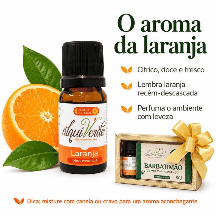 Óleo essencial de Laranja AlquiVerde, aroma cítrico, doce e fresco
