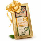 Kit Natal Presente Variado AlquiVerde com 3 sabonetes vegetais sortidos em caixa dourada com visor e laço dourado