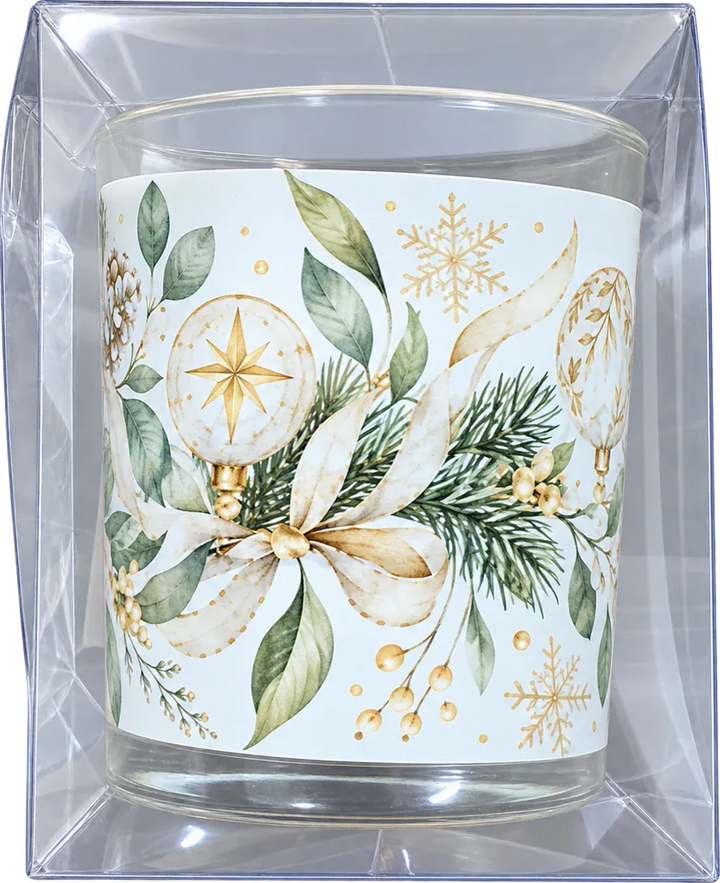 Vela aromática Gingerbread Alquiverde vista de lado, na caixa transparente